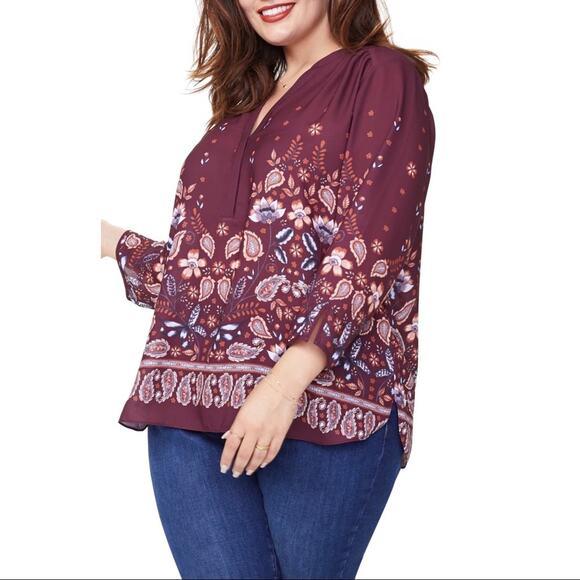 NYDJ Tops - NYDJ Perfect Paisley Floral Blouse